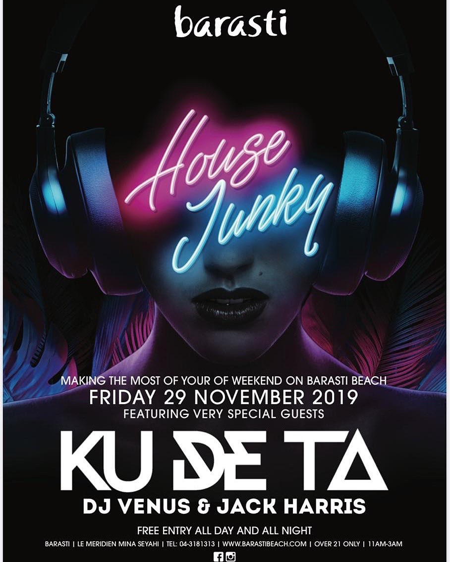 Just under 2 weeks until we return to play our favourite spot <a href="/barastibeach/">Barasti Beach</a> for #housejunky 29.11.19 🎉