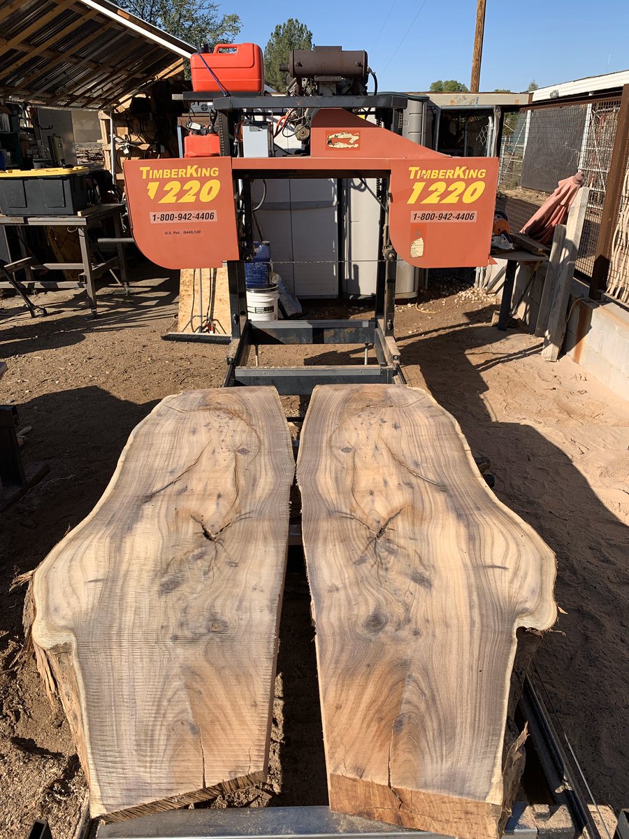 trmoser's tweet photo. Some big mesquite maxing out the mill. Got two large logs slabbed, broke one blade and hit one nail. All in all a productive day.
#mesquite #slabs #liveedge #urbanlumber #wood #woodworking #sawmill #sawyer #timberking #hardwood #monolocoworkshop #phx #phoenix #az https://t.co/qkgUbagIJj