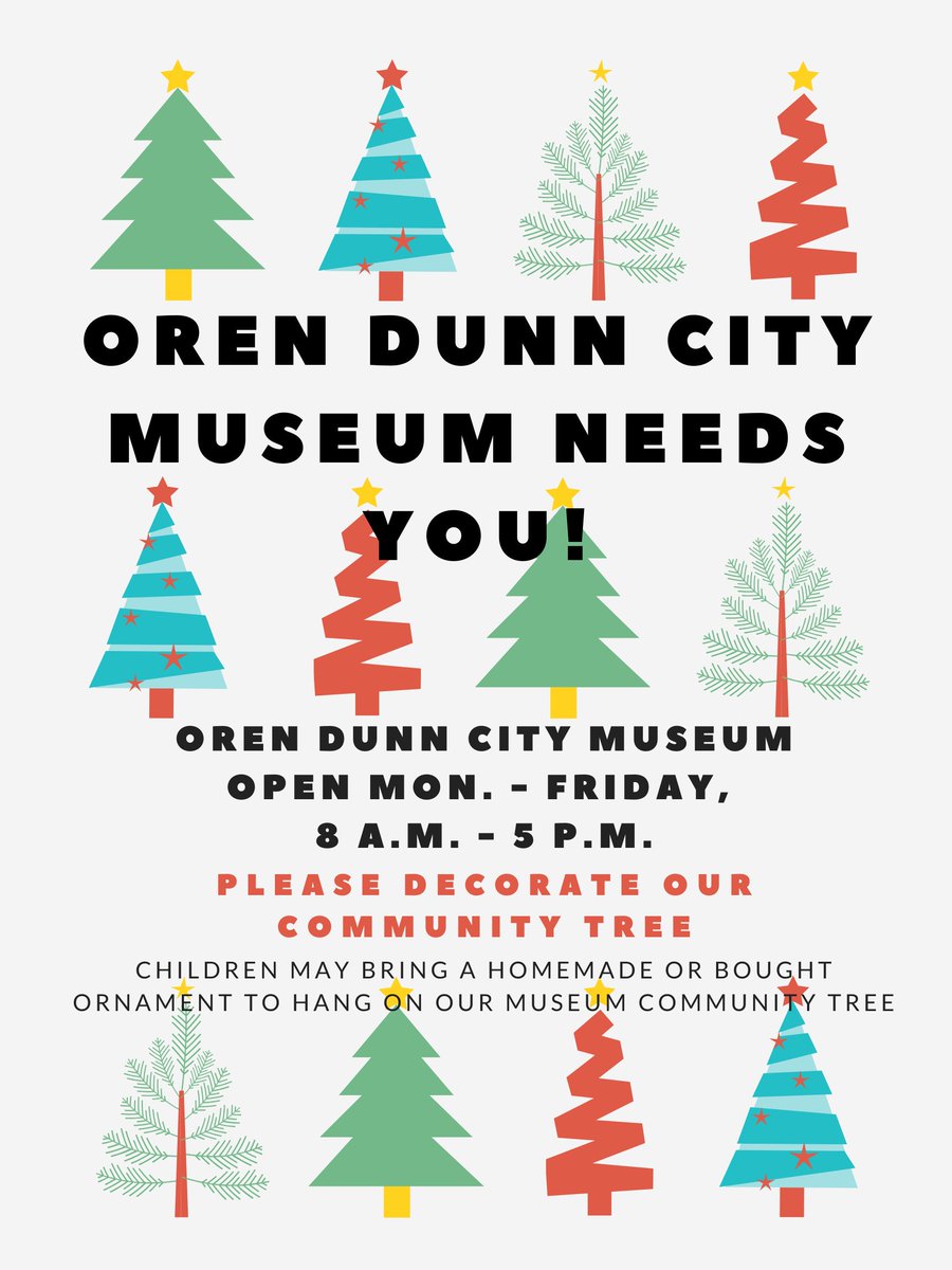 orendunnmuseum's tweet photo. Please share the #TupeloSpirit with us by bringing a decoration to dress up our Museum tree. We'll take your photograph and share it on social media to show your Holiday Spirit in #mytupelo. https://t.co/DKs8mHGaZP