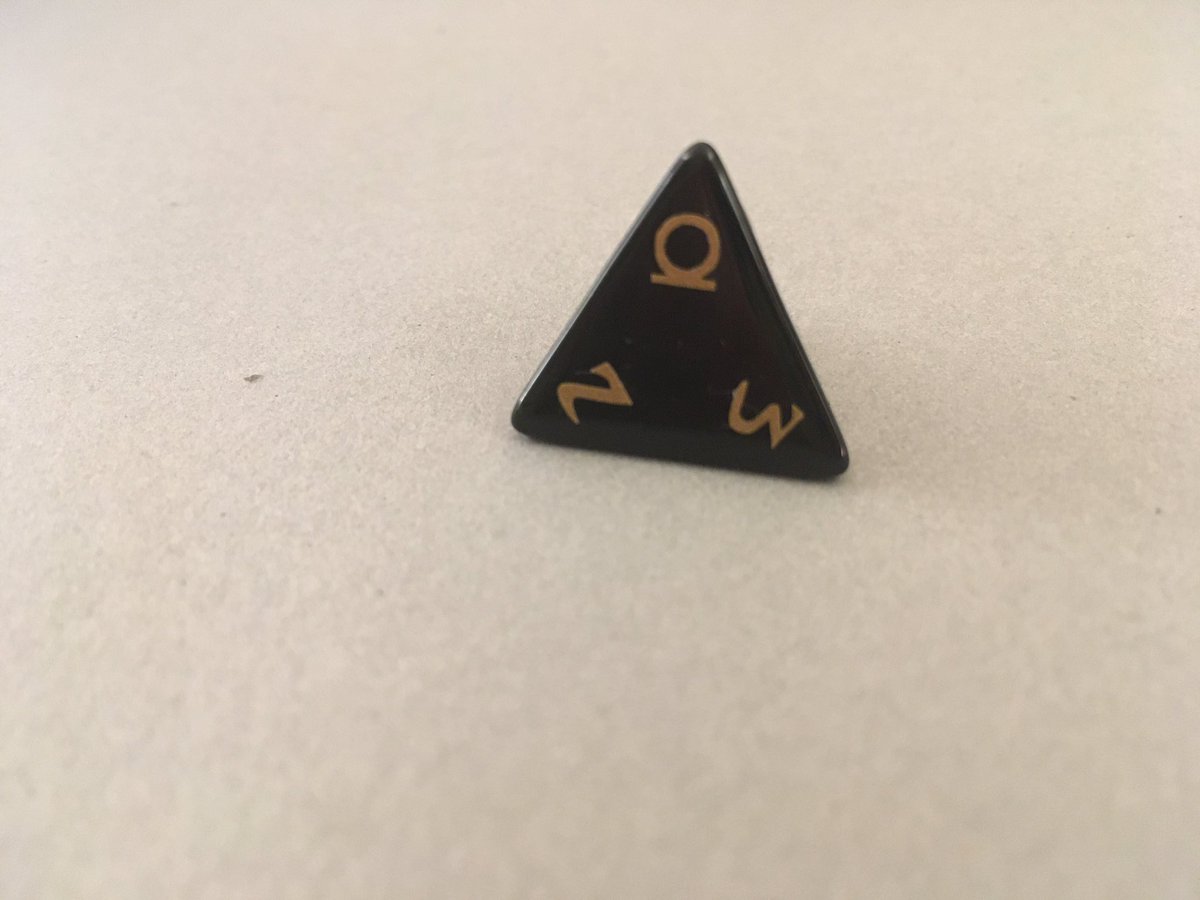 Here’s the d4! The number 4 represented the idea of completeness and stability, depicted in art as, e.g., 4 columns or parts of the djed (no. 5 on the d6). On this di, the 4 is replaced by the shen which symbolized symmetry, infinity, and eternal protection in the afterlife.  #dnd