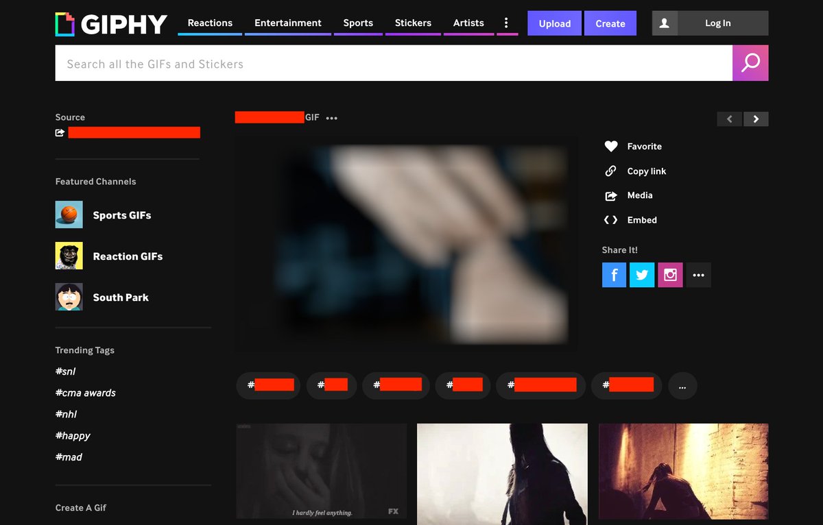 CzAivenev's tweet photo. Despite bans, Giphy still hosts self-harm, hate speech and child sex abuse content

Image search engine  Giphy     bills itself as providing a “fun and safe way” to search and create animated GIFs. But despite  its ban  on illicit content, the site is https://t.co/qxbnIfEamE https://t.co/KtmyiCRkz4