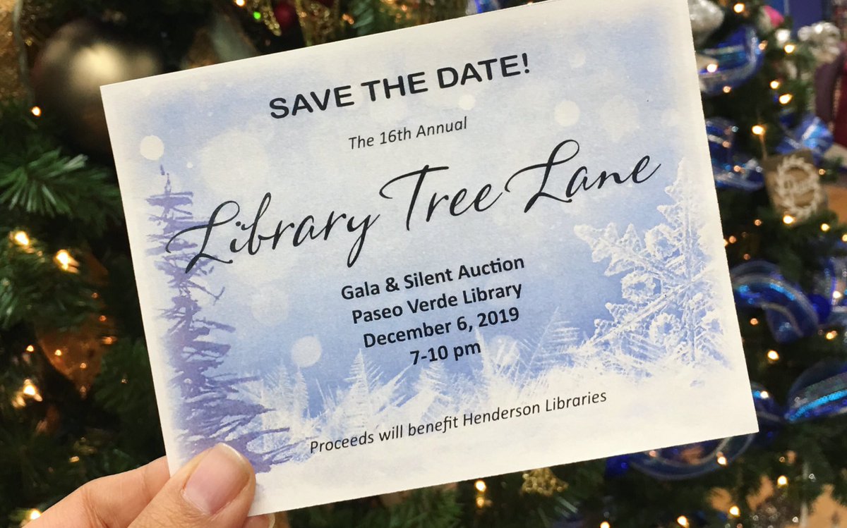 hendersonlibs's tweet photo. Celebrate the holiday season at our annual #LibraryTreeLane Gala Fundraiser on Fri, Dec 6! This fun &amp; festive event hosted by Friends of #HendersonLibraries feat. delicious food &amp; wine, lovely gift baskets, auction items &amp; more! Info &amp; tix at https://t.co/eYkTBJvkfk. https://t.co/VVOWSXWezm