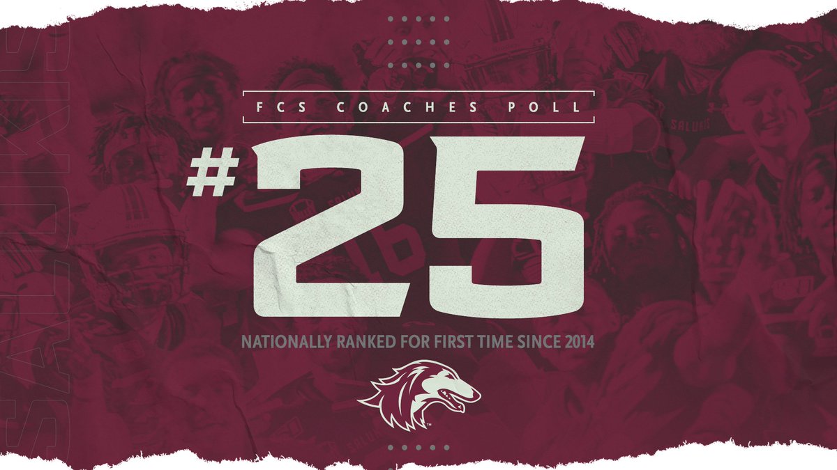 SIU_Football's tweet photo. We’ve known it for a while. Now, it’s official. #Salukis are a Top 25 team. https://t.co/u3KTTvkrZv https://t.co/GzGtzaaLri