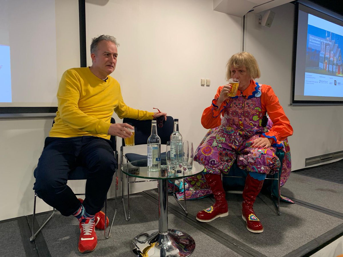 BuildingCentre's tweet photo. In the building: Charles Holland and Grayson Perry talking about ceramics and #AHouseForEssex @charlesjholland @Alan_Measles #HandHeldToSuperScale https://t.co/em58yjMdsZ