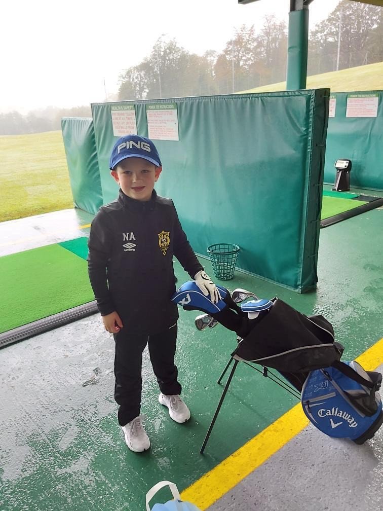 powerteegolf's tweet photo. Everyone meet @NoahAdnettGolf! This 6 year old Power Tee golfer "loves Power Tee and thinks he is a golf pro when using it!" We will be sharing a video of him Friday, but wanted to thank Noah for the love and we are glad Power Tee is being used in your practice time! #JuniorGolf https://t.co/CaOU5hShsf