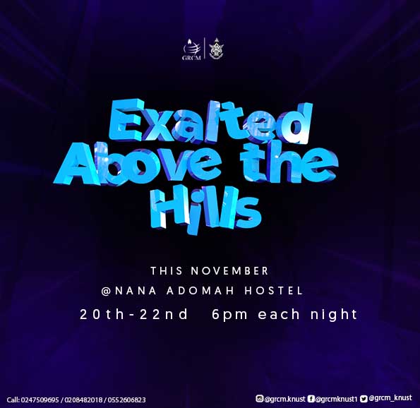 grcm_knust's tweet photo. Something powerful is about to happen this week and you got to be there. Don't miss these three days of exaltation...
#KNUST
#Revival
#EATH https://t.co/Q5JUv26mf7