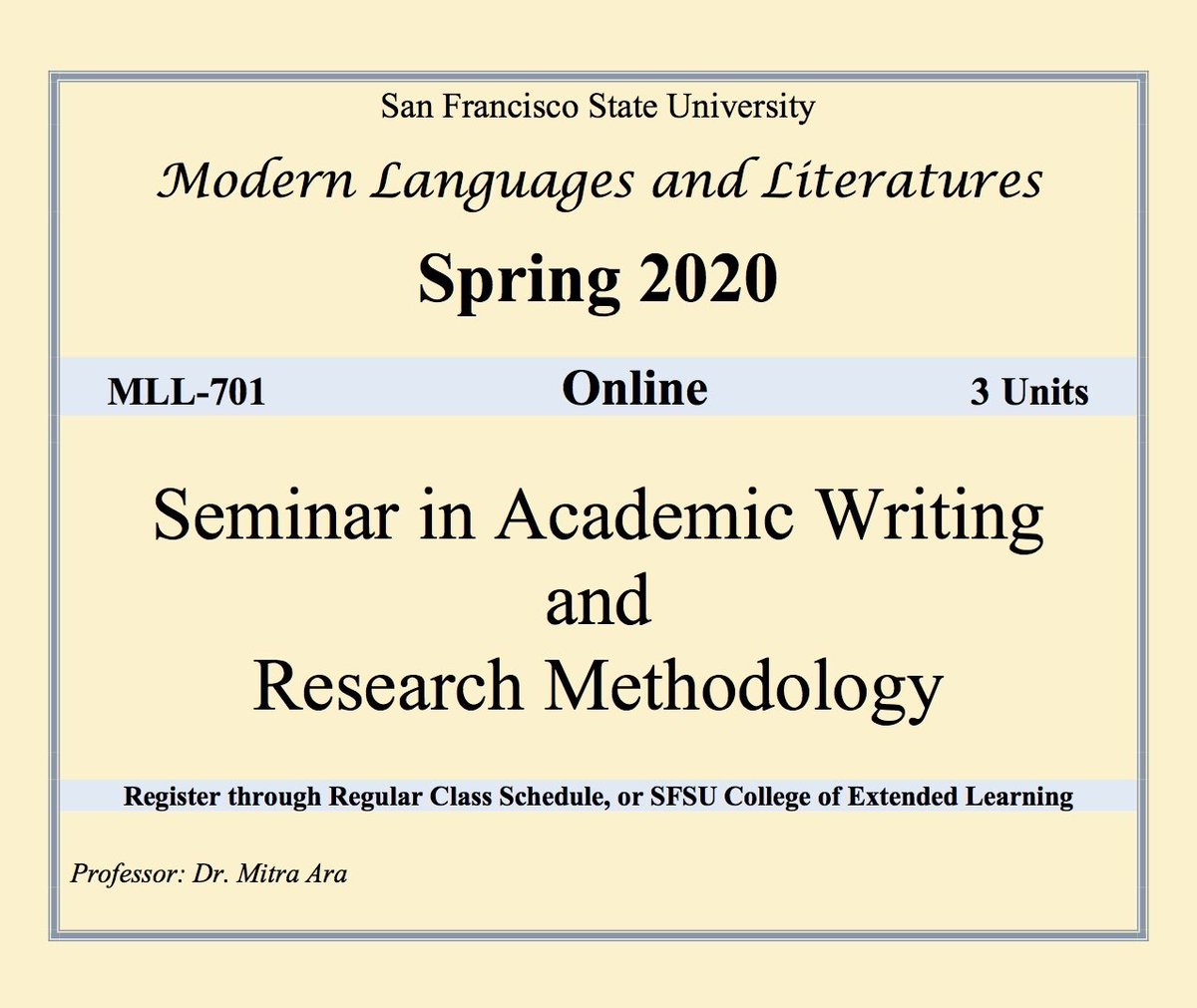 SFSUPersian's tweet photo. Seminar in Academic Writing an Research Methodology taught by Dr. Ara, Director and Advisor of Persian Studies Minor Program.

#sfsu #spring2020 https://t.co/QaloM8ZDhD