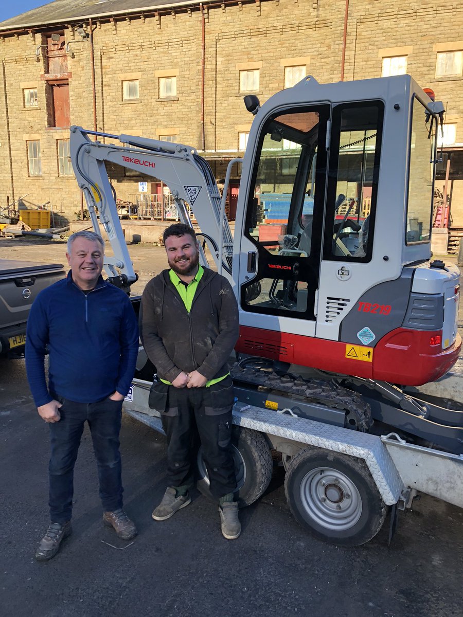 DJMachinery1's tweet photo. A lovely Morning in Waterfoot today to hand over the ever popular Takeuchi TB 219 cab to Piled Foundations Ltd in Chorley, first Takeuchi for Steve and son Declan and they’ve chosen a cracker. Many Thanks again Steve and Declan see you on site soon 🤓 https://t.co/DQZ0eJ36ee
