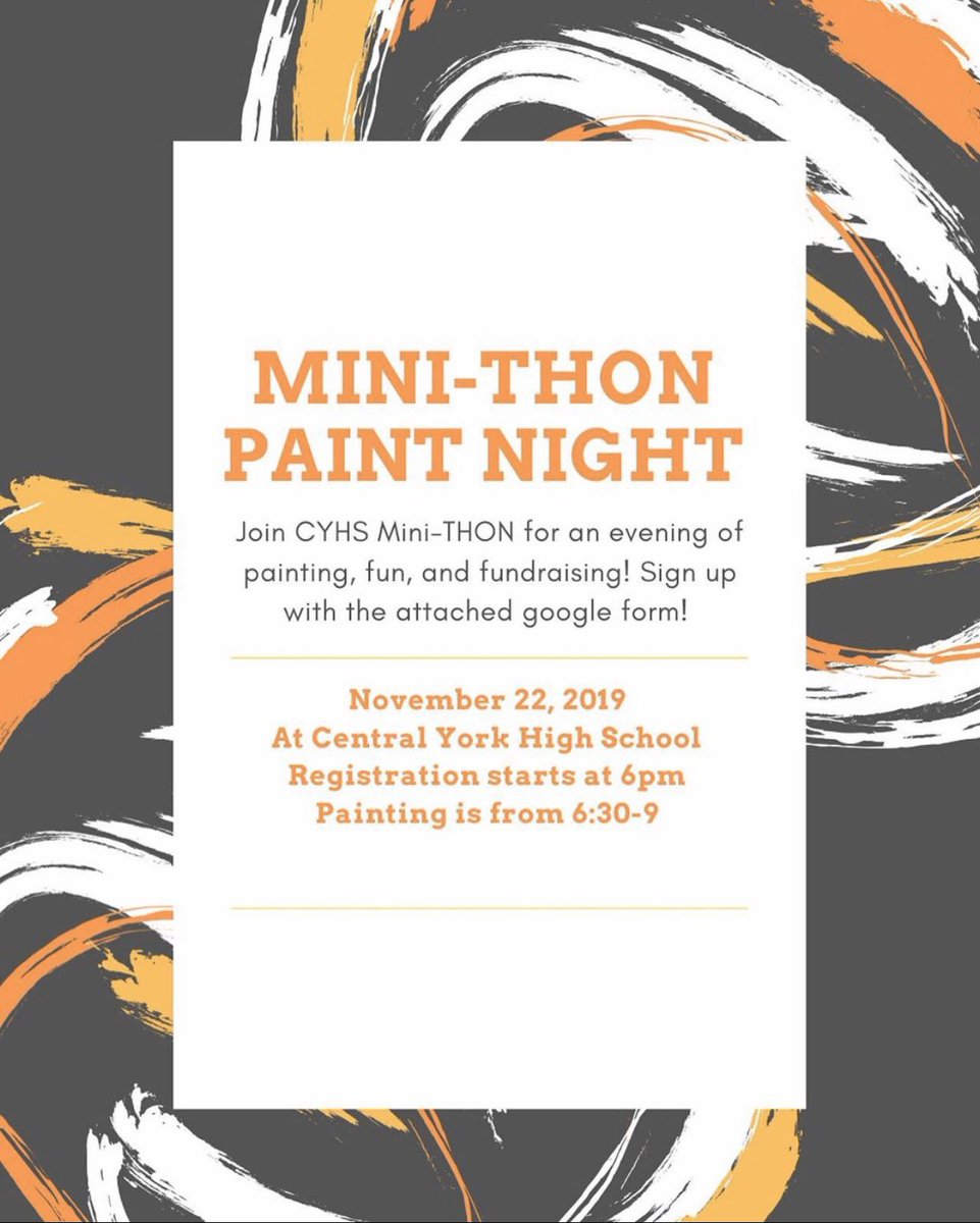 Paint Night is this Friday!! If you have not yet signed up please click the attached link and sign up by this Wednesday, November 20th. Bring your friends and family out to enjoy this amazing event!  docs.google.com/forms/d/e/1FAI…