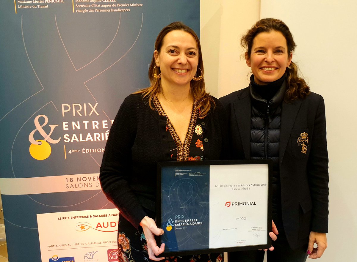 Primonial's tweet photo. #PrixESA2019 Avec notre partenaire  PREV&amp;CARE, nous avons co-construit le programme Tous #Aidants Un Jour : une démarche complète de prévention et d'#accompagnement dédiée à nos collaborateurs #aidants https://t.co/qtwPTy9oqK