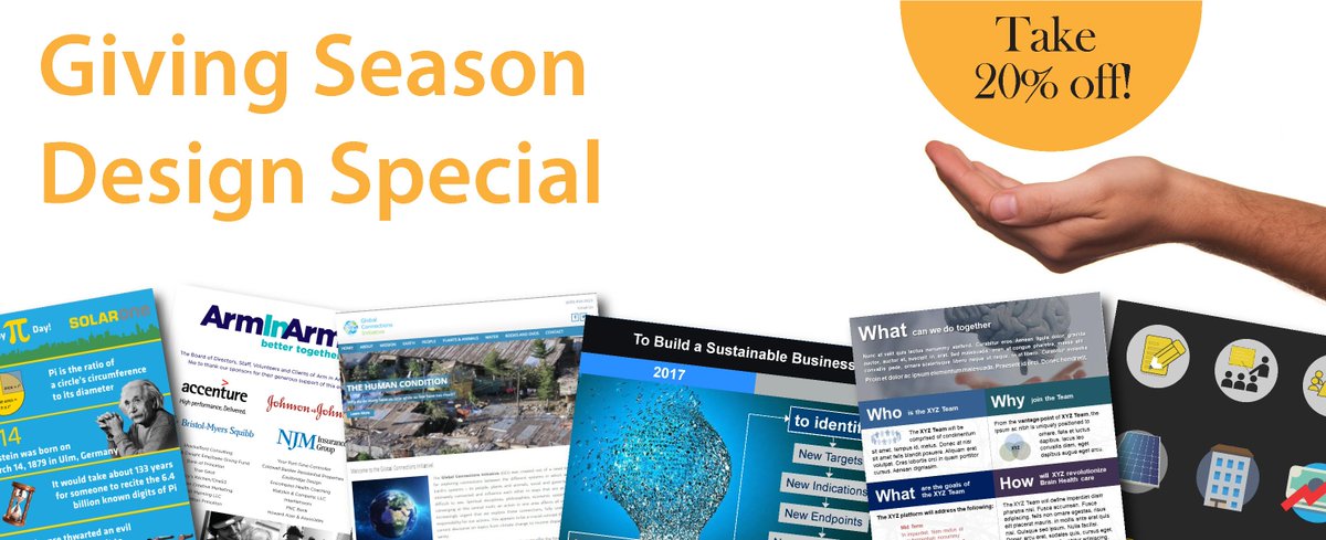 MichaelBarryPCM's tweet photo. For nonprofits: Take 20% off any design project initiated through the end of November! Need a beautiful year-end appeal package? It’s 20% off! Need graphics for #GivingTuesday? It’s 20% off! Web, social media, emails, booklets, presentations? 20% off! https://t.co/QDgCHfoWWQ https://t.co/rGUIrE0YKm