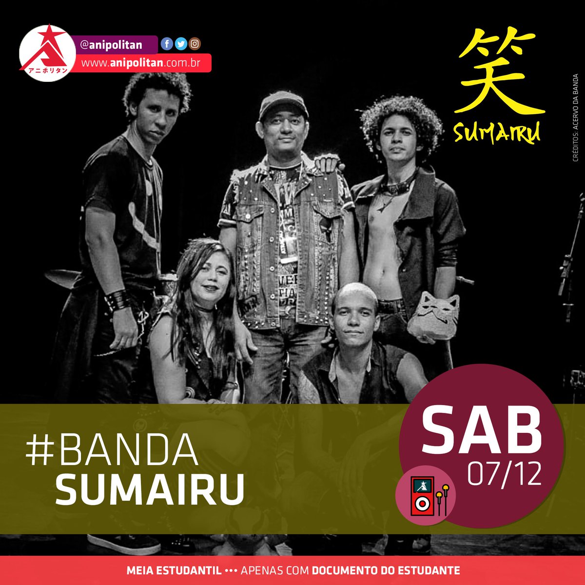 Anipolitan's tweet photo. Hoyyy chuuu~

A galerinha da @Banda_Sumairu estará dia 07/12 (Sábado) no Palco Pop do Anipólitan 2019!

Ingressos em https://t.co/9uI294aW4Q ou nas Lojas SNC dos maiores shoppings e na São Jogue da Pituba (confira endereços no site).

#Ani19 #Ani2019 #Anipolitan #PalcoPop https://t.co/3RmkzyvFuK