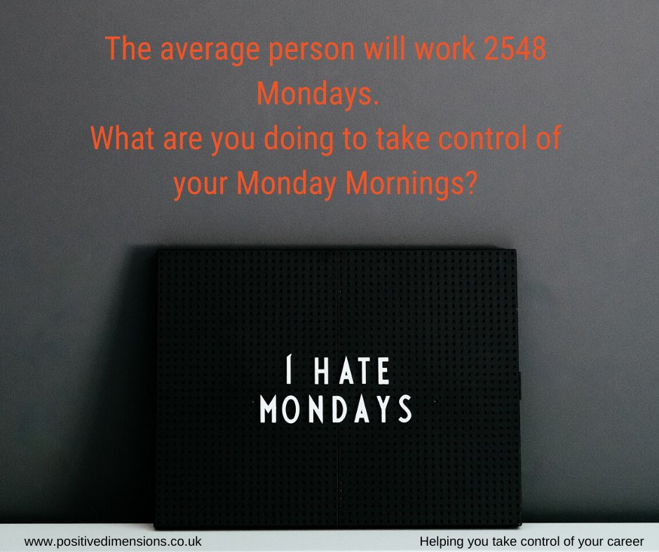 Kerrie_Maitland's tweet image. Dread the start of your working week?  

Consider how you feel the night before &amp;amp; the morning of, now think about how many more weeks you will be working in this job if you don't take action.  Is it time to do something about it?

#PositiveDimensions #takecontrolofyourcareer
