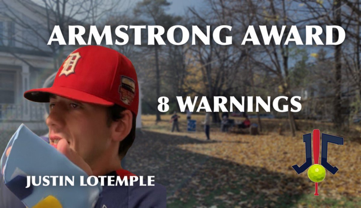 JamokeCWBL's tweet photo. Despite not being ejected this season, Justin LoTemple has won the Armstrong award, totaling a league record 8 warnings. https://t.co/yRzx0zDy9U