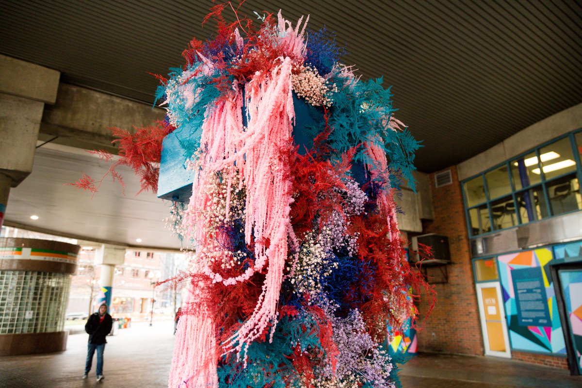 BulfinchXing's tweet photo. The final #BulfinchInBloom installation is up, &amp; it's a beautiful sight! We hope you enjoyed the flowery fun this month. Looking forward to bringing you more surprises as #BulfinchCrossing emerges. Thank you @Isenbergproject &amp; The Prism House for bringing this vision to life. 🌺 https://t.co/XJAubdwVuh