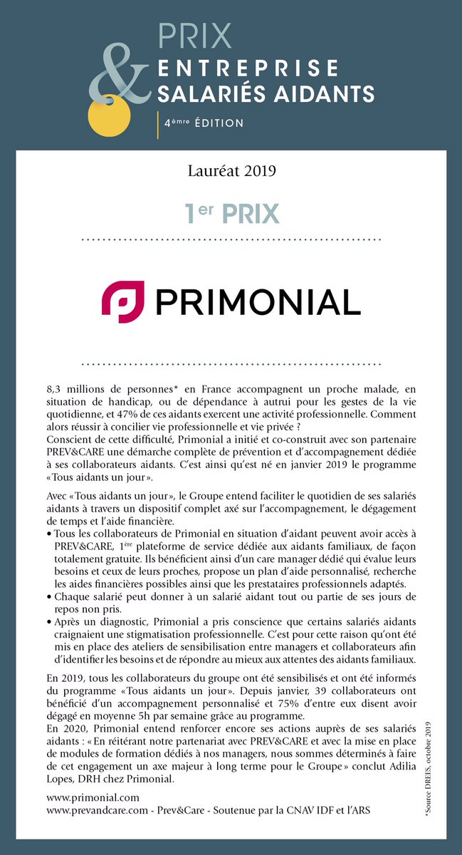 Prix_ESA's tweet photo. 👏👏@Primonial 1er Prix du @Prix_ESA #PrixESA2019 #salariés #Aidants 
@murielpenicaud @s_cluzel @mamontchamp https://t.co/duPy5DrCDm
