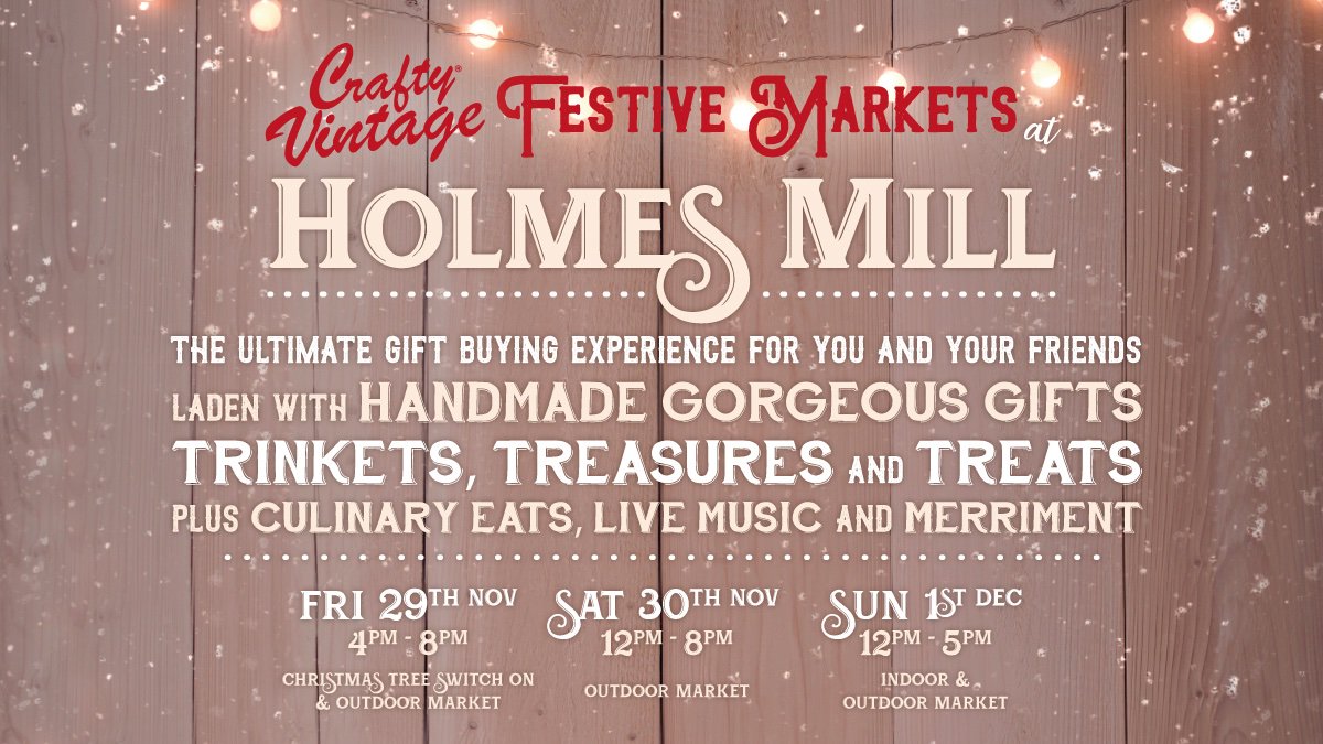 Crafty_Vintage's tweet photo. Not long to wait until our 3 day Festive Markets begin at @HolmesMill on Friday 29th Nov, for all your Christmas shopping under one roof! @VisitLancashire @LBVmagazine @MarketingLancs @Gillylancs #makers #creators #handmade #artisans #christmas #shopping https://t.co/ERxurNoay7