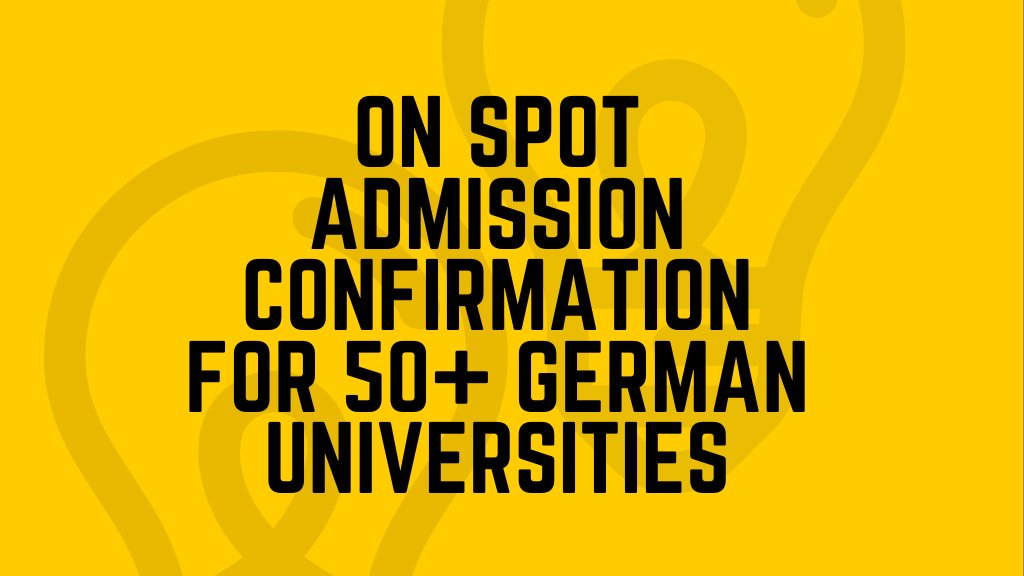 On spot admission confirmation from 50+ German universities for April 2020 intake. Get your pass at bit.ly/germanindoeduc…

#germanindoeducationfair #studyingermany #freeeducation #studyinginggermany #onspotconfirmation #freestudy #germanyeducation #study #universities