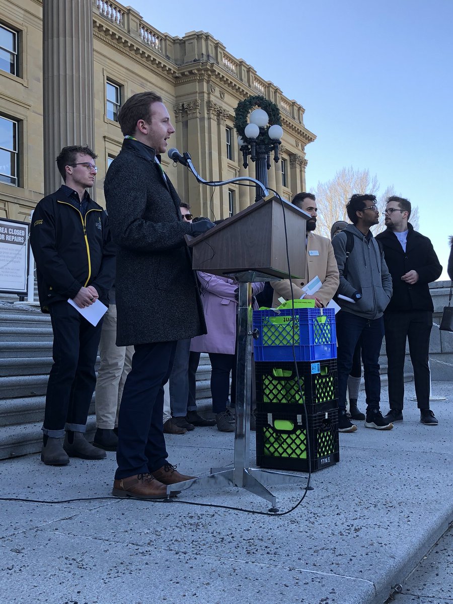 Brown said #ualberta students submitted 350 letters of how the budget will affect them. Here they are. He will be presenting them to the Minister of Advanced Education immediately after the rally #budget2019 #AbLeg #abpoli #studentsnotsilent #abpse