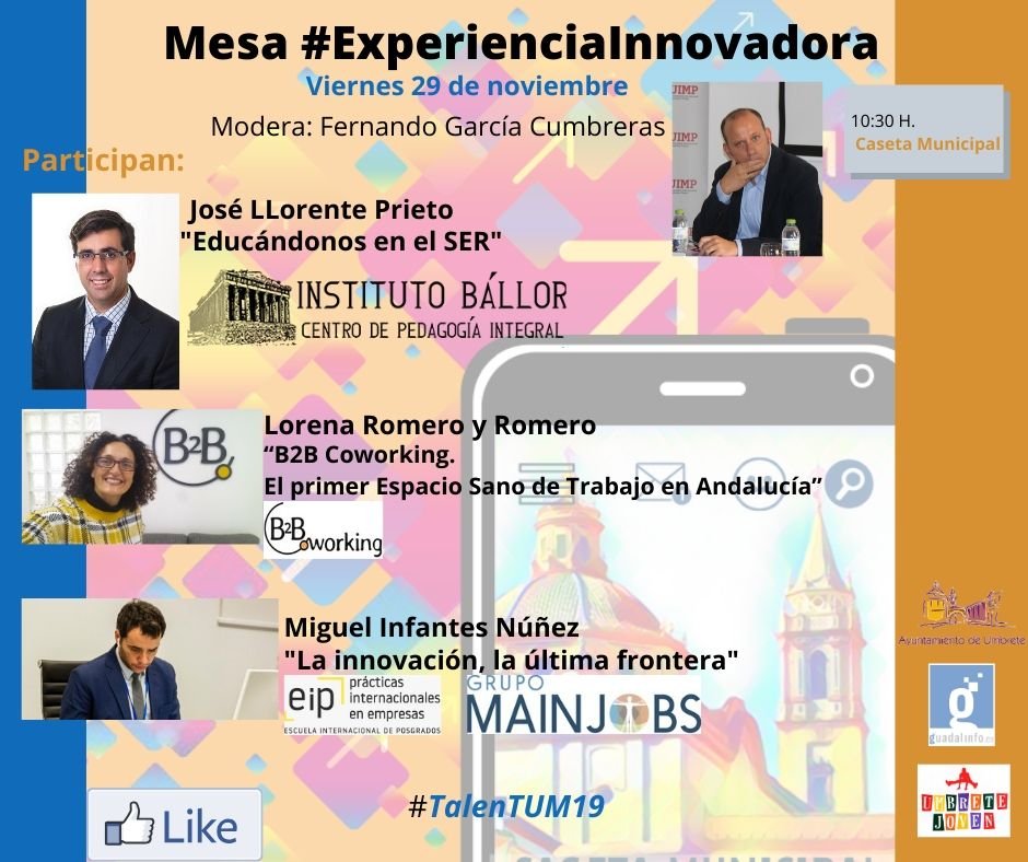 "La innovación es lo que distingue a un líder de un seguidor." (Steve J.)En la Mesa #ExperienciaInnovadora, nos expondrán  proyectos y realidades empresariales basadas en la #CulturaEmprendedora y la #InnovaciónSocial el viernes 29N,  #vivexperiencia #TalenTUM19 <a href="/AytoUmbrete/">Ayto. Umbrete</a>  🔝