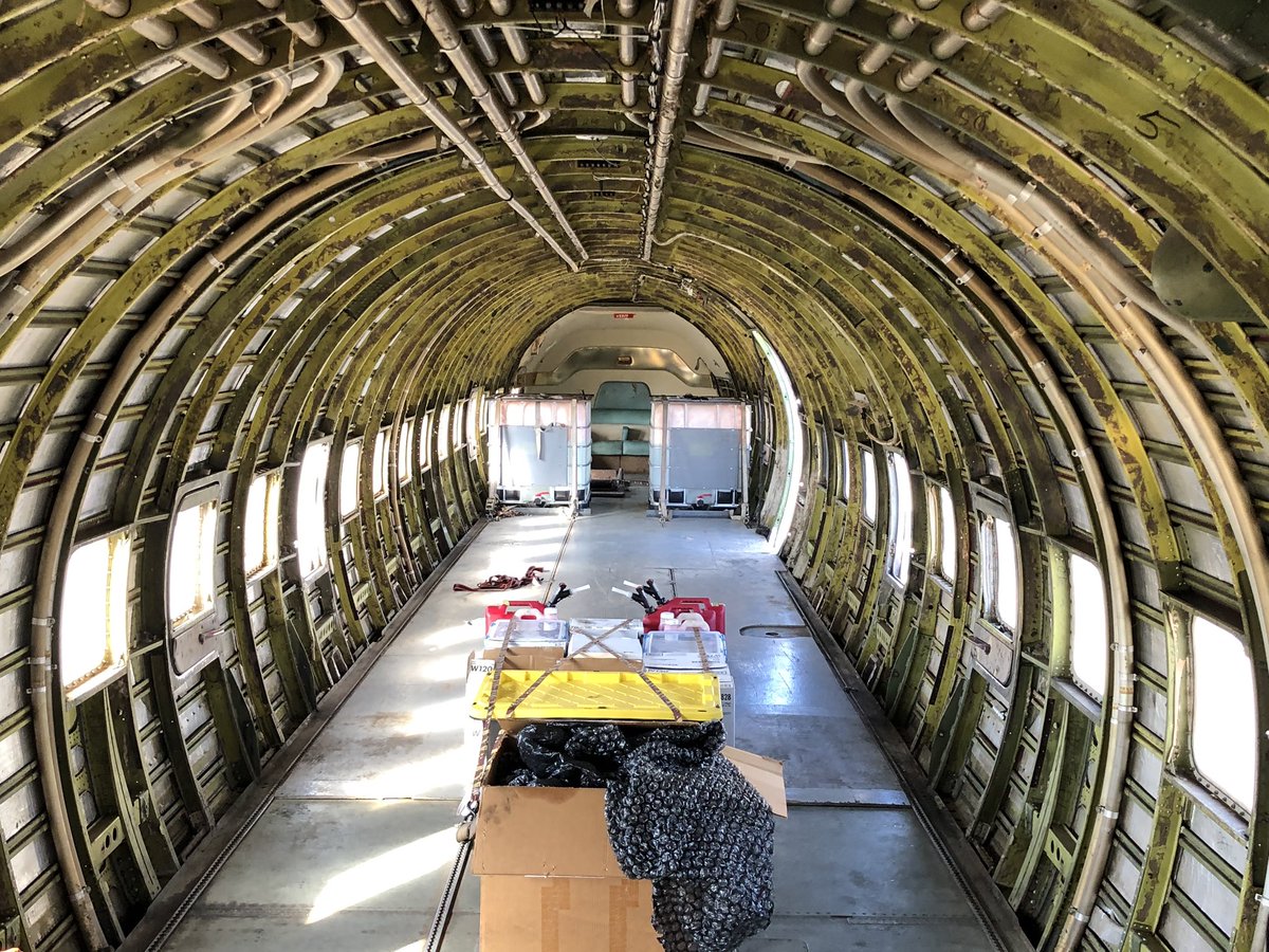 airlineguys's tweet photo. We had opportunity to tour the #Delta #DC7B. Impressive inside and out. Can’t wait for it to get new paint job and make its way to @dlflightmuseum https://t.co/7WcmxumnqB