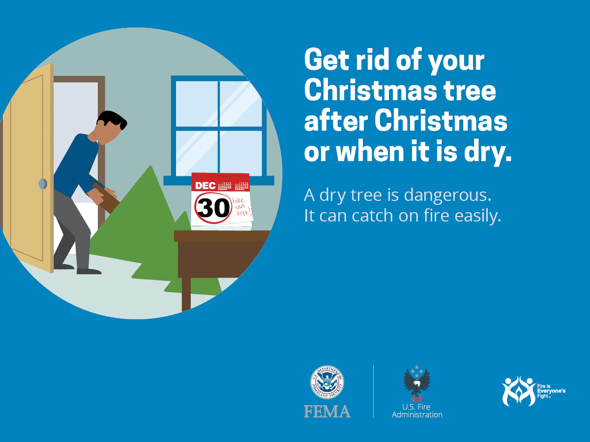 augustafiredept's tweet photo. We know it looks pretty, but with the holiday over, it's time to get take down the tree.
A dry tree = easy to catch fire.
Dispose of it as soon as you can. #augustafire #holidayfiresafety https://t.co/zoQIx5ui03