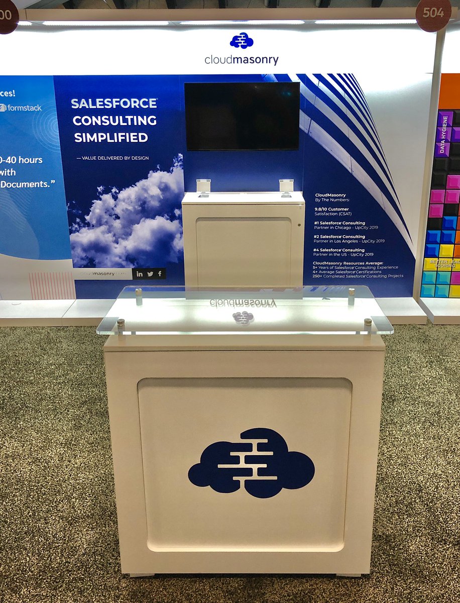 CloudMasonry's tweet photo. Come visit the CloudMasonry team starting tomorrow at @Dreamforce booth #504.
#DF2019 #roadtodreamforce #SalesforceOhana #DF19 https://t.co/mLzH3F5ZQq