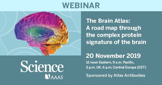 aaas's tweet photo. Join #ScienceWebinars for our next free, educational webinar!
On Nov 20 at 12p, join us for The Brain Atlas: A road map through the complex protein signature of the brain
Sign up today: https://t.co/aN3VgZ18xT
#Neuroscience #ProteinAtlas #webinar https://t.co/MU5d3XJcLb