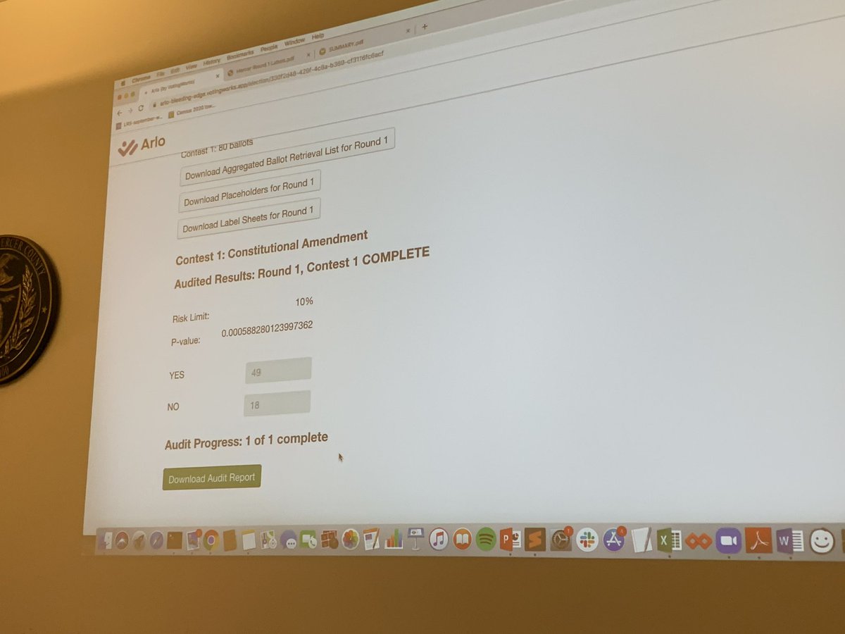 lizlhoward's tweet image. And, it’s a wrap!  We’ve successfully completed the 1st risk-limiting audit pilot in Pennsylvania! Thank you Jeff Greenburg, @MercerCountyPA Elections Director, for hosting election officials from across the commonwealth and serving as a champion for election security!