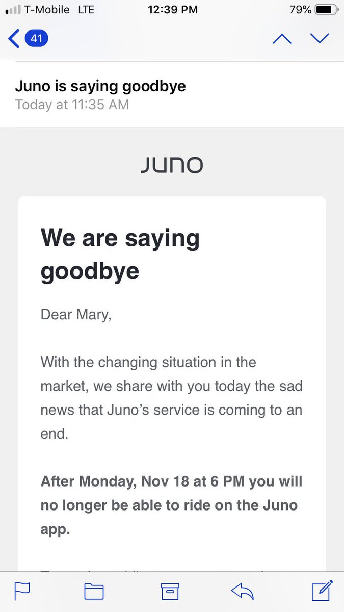 mdc's tweet photo. the startup reckoning feels like it’s picking up — today nyc-ride-hailing app juno, last week meal-box-subscription service plated https://t.co/IDlnulpEbh