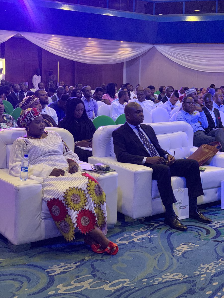 MoghaluKingsley's tweet photo. At @RestoreNaija #DigitalVotingSummit2019 in Abuja this afternoon, we agreed a transparent digital voting system backed with #blockchain tech to prevent rigging, is step #1 to elections we can trust. With @HamzyCODE, Hajiya Sa’adatu Abdullahi, Prez, Northern Women in Politics https://t.co/qesbK42IHD