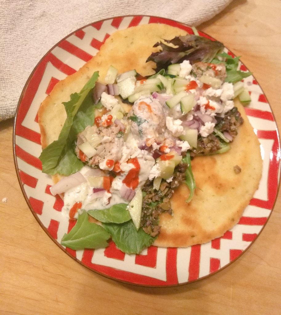 MagpieJoyful's tweet photo. Handmade flat bread, handmade turkey meatballs, handmade tziki, with real feta from sheep and goat milk, tampenade, cucumber, red onion, Sriracha.
#dateataurus https://t.co/G6sAr4mnaH
