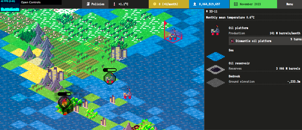 Alastor_Games's tweet photo. #DuskOfCivilization, day 38
- Offshore drilling rigs! ๐ข๏ธโฝ๏ธ
- Tilled agriculture tile for winter๐จโ๐พ
- Ash now degrades in a few months, progressively improving soil fertility ๐ฑ
#gamedev #indiegame #games4future #pixelart #indiedev https://t.co/hOETSyXtTC