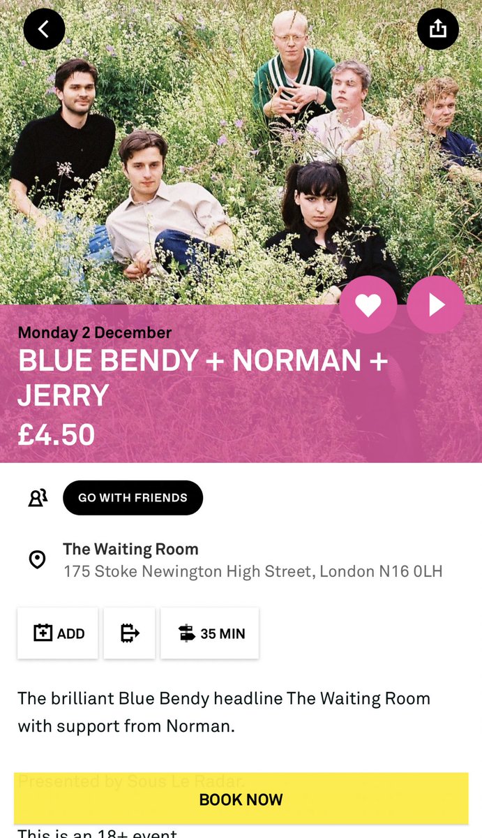 Just under TWO WEEKS until our brilliant line-up <a href="/Waiting_Room/">The Waiting Room</a>!

Get your TIX on <a href="/dicefm/">DICE</a> 👇

link.dice.fm/BrQT5dQuD1

See <a href="/bluebendyband/">Blue Bendy</a>, #Norman &amp; #Jerry 🎵🎵