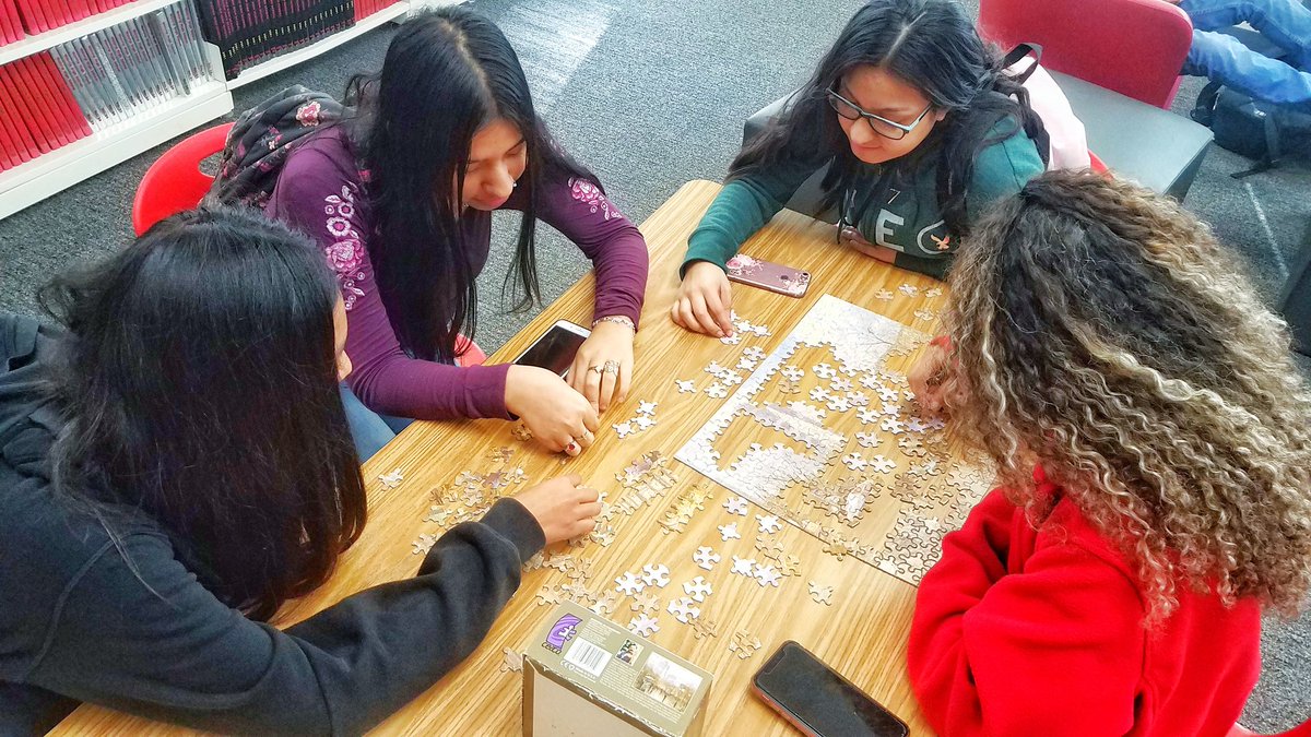 BaldLibrarian's tweet photo. Did you know the Waltrip Library has several jigsaw puzzles you can attempt to solve? And just so you know - some are harder than others! #ramnation #waltriphighschool #rambrary https://t.co/wifJwgWP5o