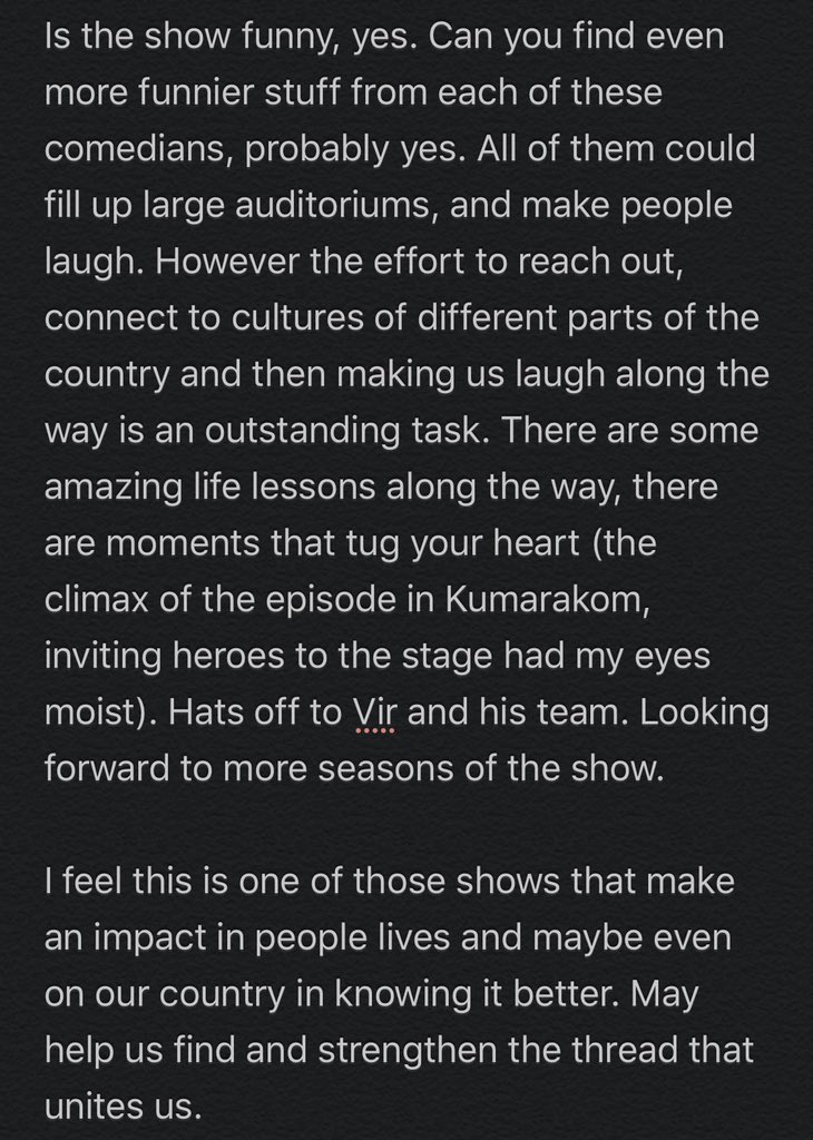 alfred_godfrey's tweet photo. Had some thoughts after watching #jestinationunknown by @thevirdas on @PrimeVideoIN ! Got a little too long for Twitter and hence the images shall speak for themselves..
Thank you for the show, Vir. Looking forward to the next season !! https://t.co/LJLfW2jkgy