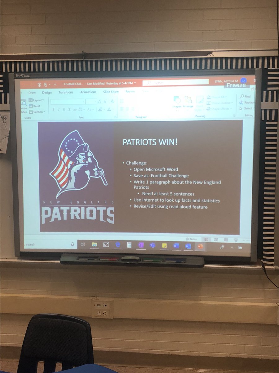 CB_MissLynn's tweet photo. UPDATE: Our @Patriots fans were excited about writing today... In the end, we all enjoyed learning more about both teams, as well as engaging in some friendly competition! 🏈📝 https://t.co/YCCJBR7RfB