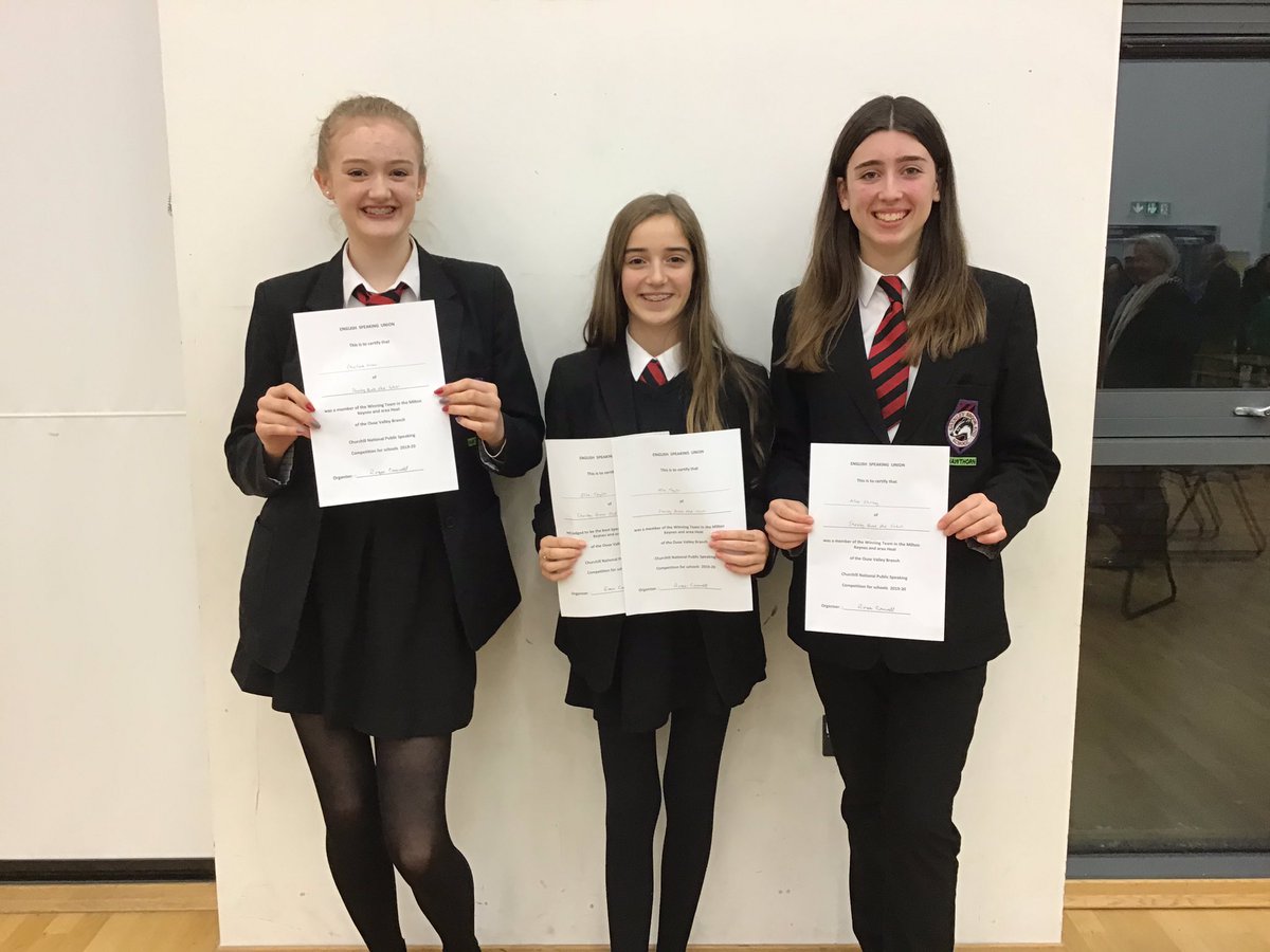 SBE_English's tweet photo. Congratulations to our Year 10 team for winning the MK heat of the ESU Churchill Public Speaking Competition! #SBE #winners #publicspeaking https://t.co/PGaEerApAC