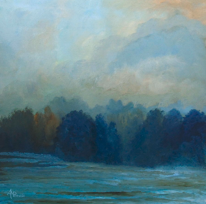 ampomata's tweet photo. This is my painting "Night Fading In The Woods". You can check it out here: https://t.co/J3cY8FBoaf #art #arte #kunst #искусство #艺术 #アート #فن #oilpainting #contemporaryart #ArtistOnTwitter #landscape #woods #forest #trees #blue #indigo #night #repost https://t.co/AzMKFt9Miw