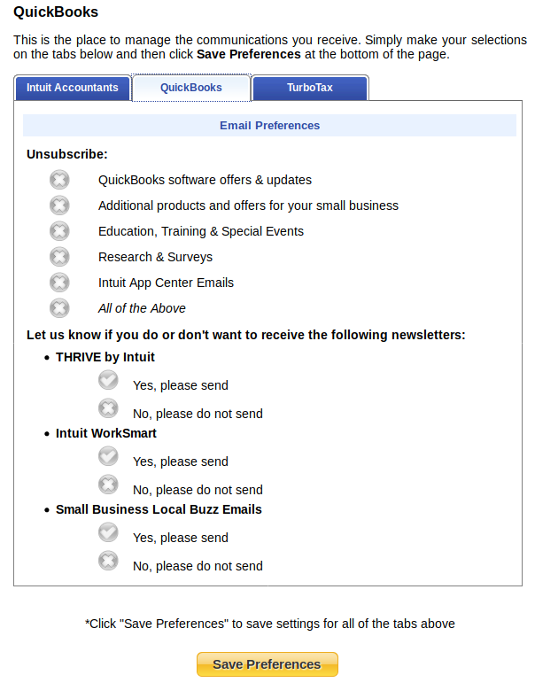 Unsubscribe screen's second tab with a shitload of confusing options.