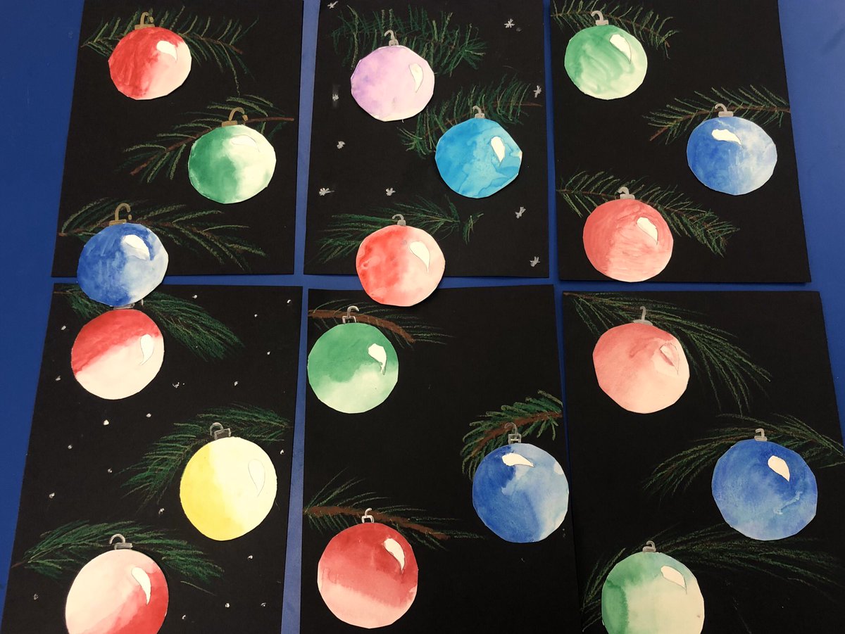 jim_les4's tweet photo. Beautiful ornaments by 5th grade! Shading and blending with watercolor. #BbeMasterBuilders #Lockhartisd #Lockhartleading #LoveMyLisd #BlueBonnetLions https://t.co/cXKAF74Ywf