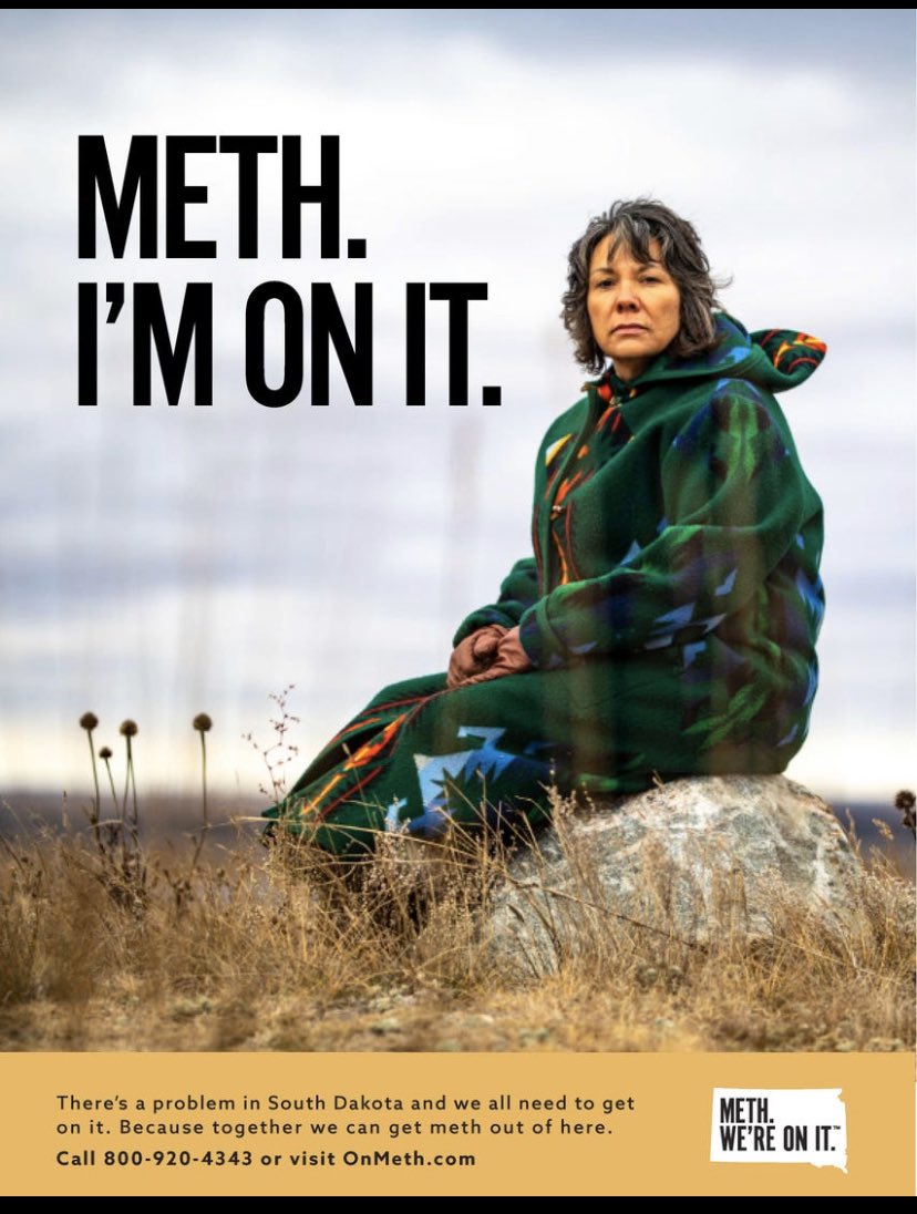 AlexThomp's tweet photo. South Dakota launches new anti-meth PR campaign (paying the ad agency 450k to develop it). 
“Eighty-three percent of South Dakota's 2019 court admissions for controlled substances are related to meth.”
https://t.co/z0MI2QmRDd https://t.co/s3C2zlZvkZ