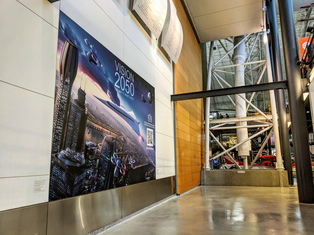 AIAspeaks's tweet photo. BIG NEWS: Our Vision 2050 augmented reality mural has found a home in the @AirandSpace Udvar-Hazy Center! Visit the museum to get a glimpse into the future of #aerospace and see the #WaytoWhatsNext. Learn more: https://t.co/uReAGIwcAF #IdeasThatDefy https://t.co/WdQ3dwiWuq