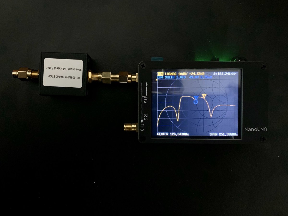 magnetohh's tweet photo. AquΓ se puede ver que la banda de corte del #filtro #RF no corresponde al indicado por el fabricante. Medido 78-150 Mhz #NanoVNA #bandstop #FM #measurement https://t.co/DWGzjmxSts