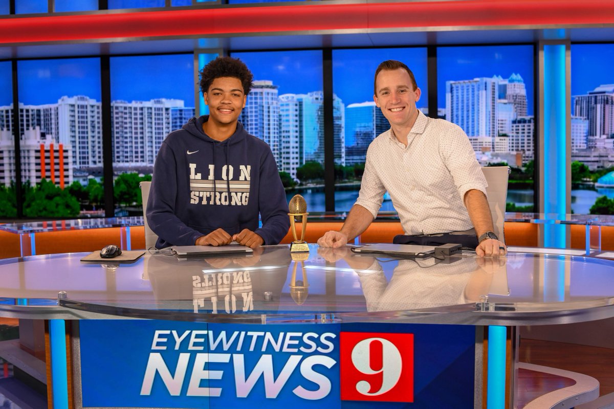 JoeKepner's tweet photo. Congrats to @LNHS_LION_FB wide receiver @AndreCooperII for winning the Precision Play of the Month for October. 

Stopped by @WFTV to collect his trophy/make everyone else look short. https://t.co/i8BLXHhKQ1