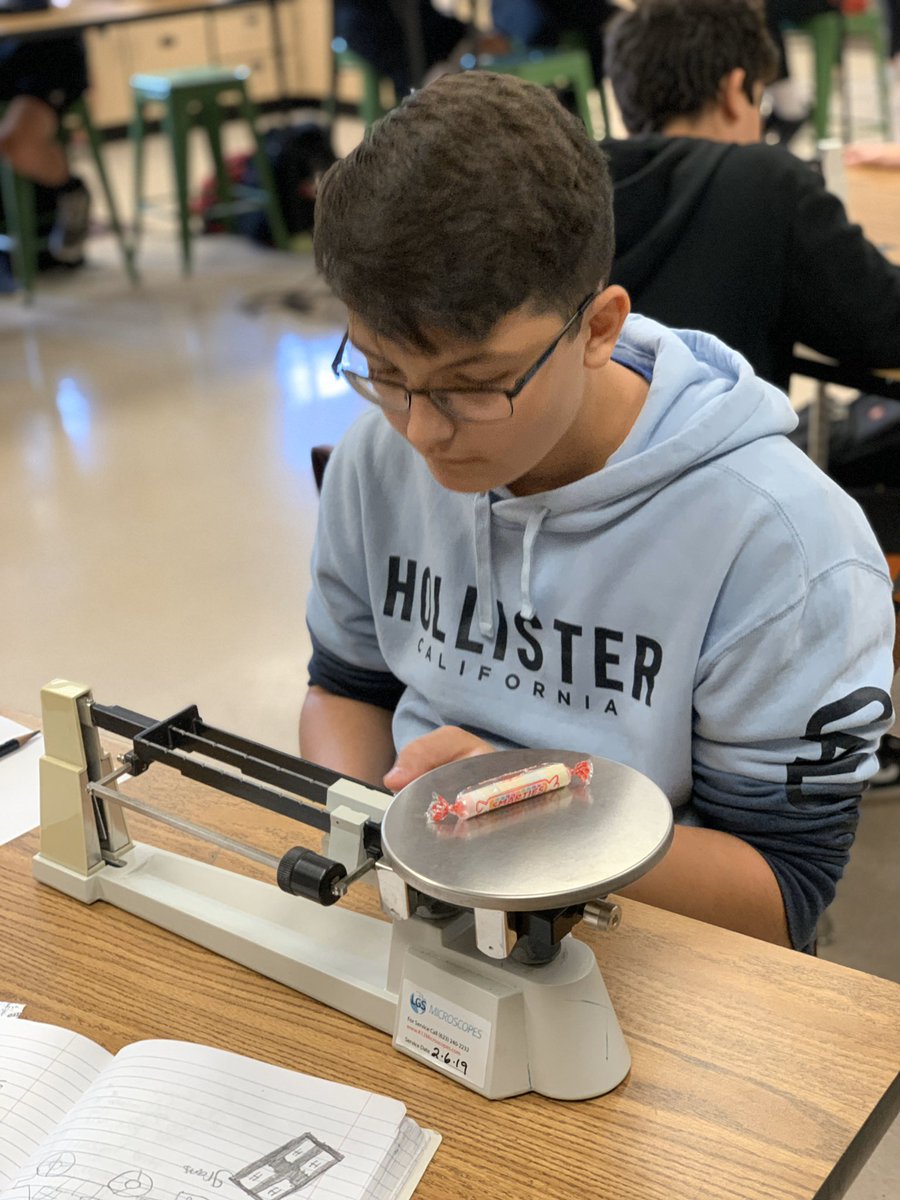 apositiveproton's tweet photo. When you tell 8th graders they can measure the mass of whatever they want to, they sure come up with some creative ideas! #sciencewithscofield #chemsitry #measuringmass #triplebeambalance #middleschool #8thgrade #whyilovemideschool @SVViperPride @DVUSD https://t.co/MCxSbuDKen