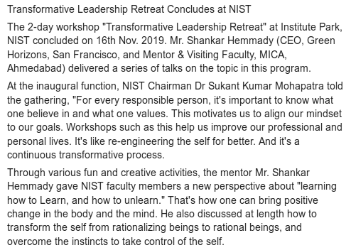 NIST_University's tweet photo. #TransformativeLeadership Retreat concludes at Institute Park, NIST. #Leadership #Creativity #RelaxingMinds #BeingExpressive #FacultyDevelopment https://t.co/85h1STepCY