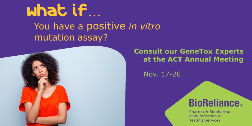 BioReliance's tweet photo. Join us at #ACTOX2019 as we tackle the tough questions at booth 304. Nov 20th Dr. Kulkarni presents on GeneTox Assays for Impurities Testing https://t.co/iuO8WHzeta https://t.co/bWfJmUEUov