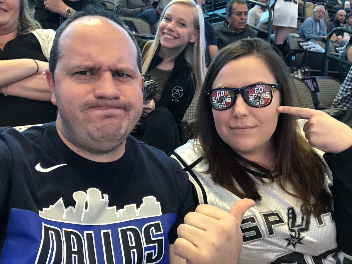 TimCiesco's tweet photo. Hold up — Go Spurs?! Who invited her???

#MFFL @emehlee #SAvsDAL https://t.co/PbmhrmaWAM