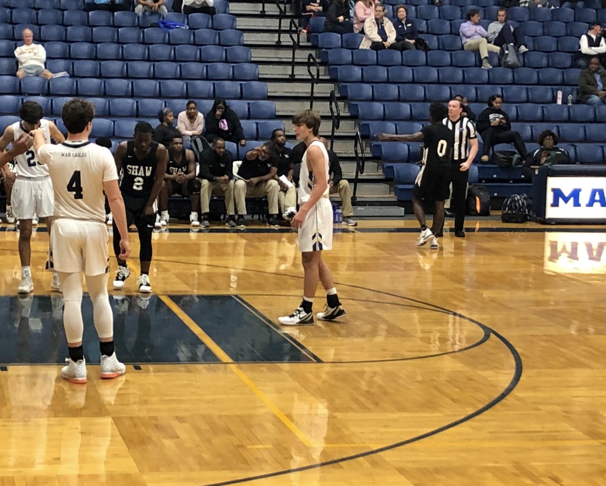PrepHoopsGA's tweet photo. Final:
@WarEaglesBball 54
@ShawHShoops 44

Marist’s defense down the stretch allowed them to pull away and win comfortably. John Treanor led the War Eagles with 19 and 9, Cody Gaynes and Quinn Damm contributed in numerous areas. Greg Grant finished with 21 for Shaw. https://t.co/x9sejyBj3U